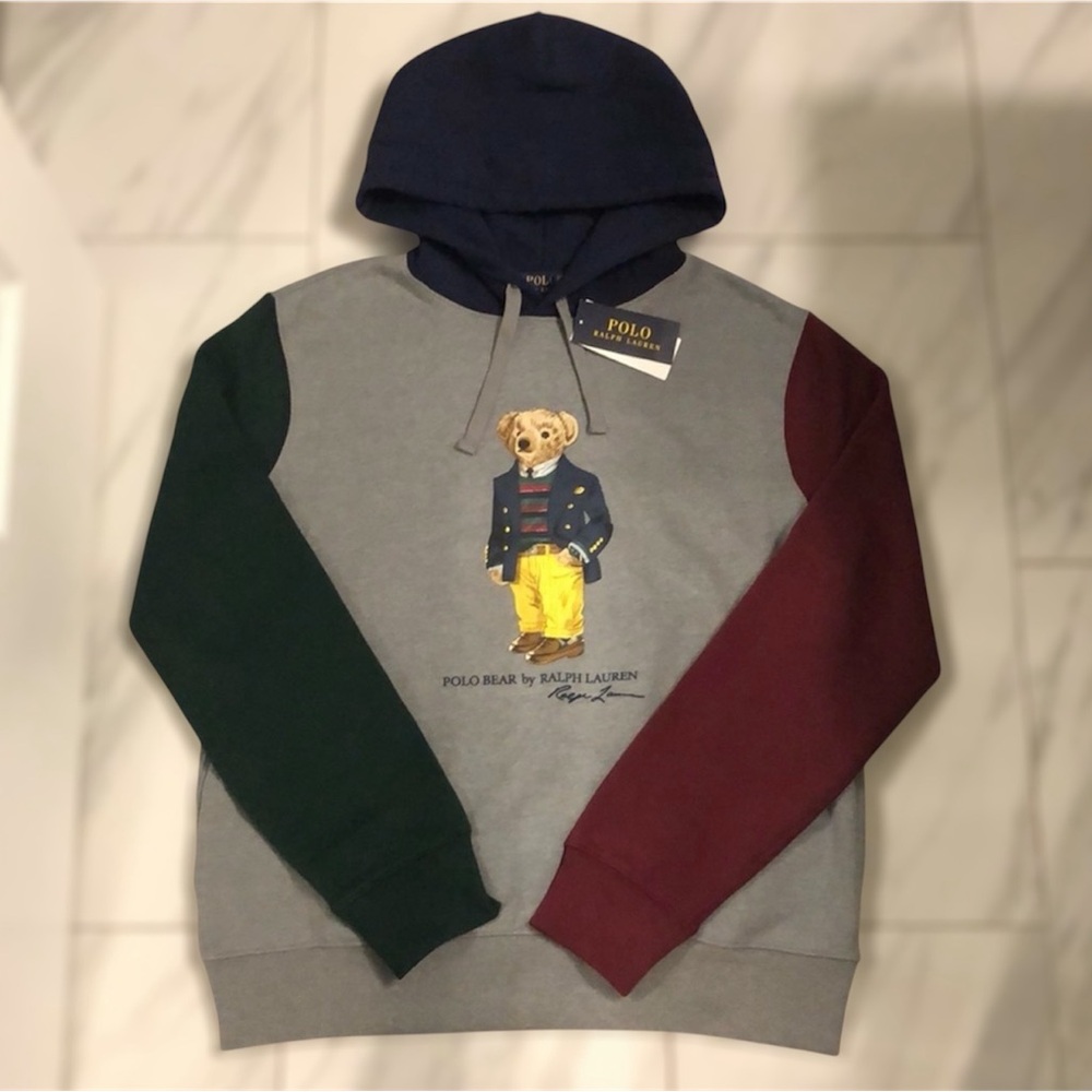 Polo by Ralph Lauren Men's Gray Bear Hoodie - Picture 2 of 4